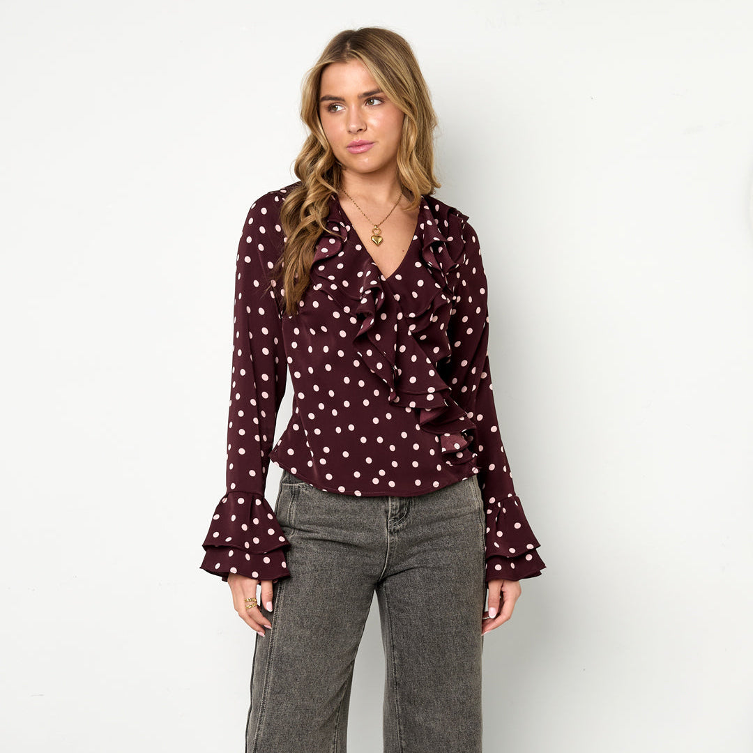 POLKA DOTS BLOUSE - BORDEAUX